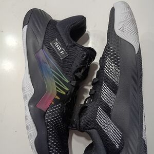 Youth adidas Black Basketball Shoes with Iridescent Accent